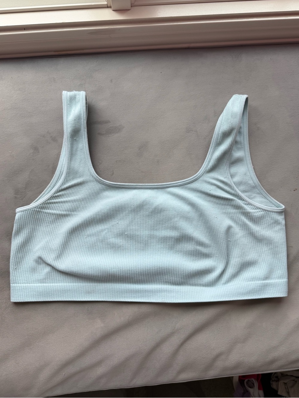 Light Blue Ribbed Scoop Bralette - Picture 2 of 2